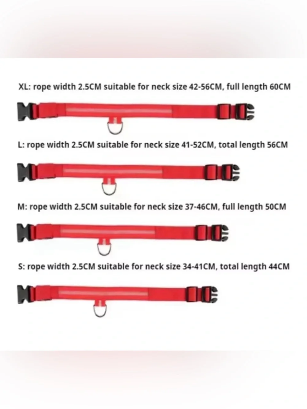 LED Dog Collar Light Up USB Rechargeable Glowing Pet Safety Night Small Red S